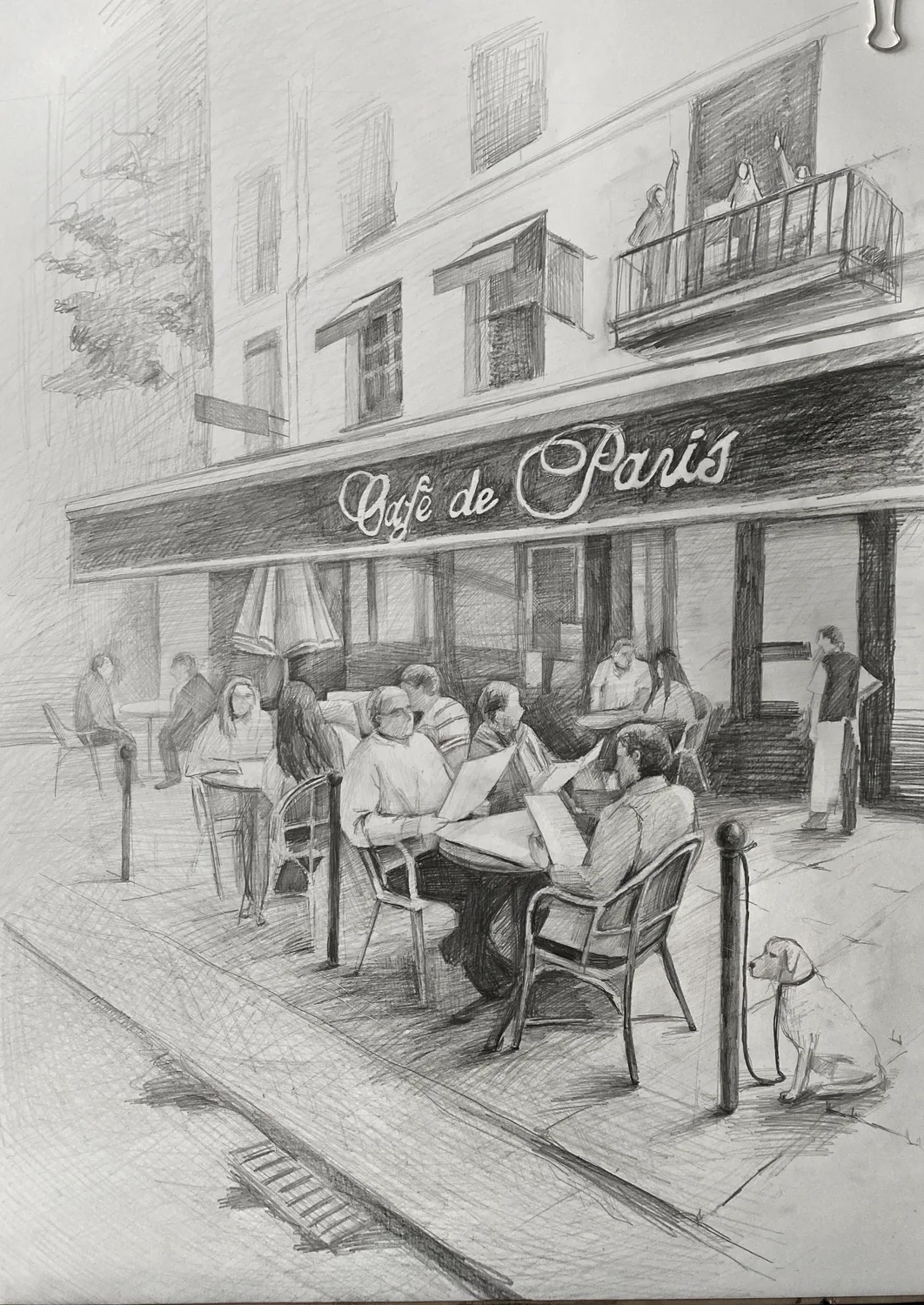 Рисунок олівцем: «Café de Paris»